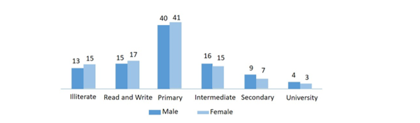 Figure 4 Distribution of Syrian Refugees by Gender and Educational Attainment (%)
