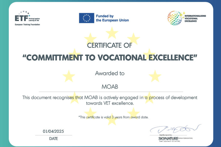 MOAB Certificate of committment vocational excellence