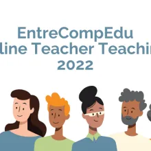Banner for Entre Comp Edu online training with 8 carton people