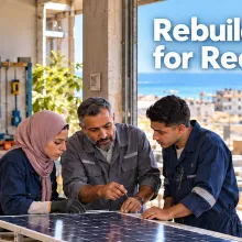 Palestinian TVET learners and trainers develop electrical, renewable-energy and construction skills, illustrating how local capabilities can support livelihoods, institutional recovery and Gaza’s longer-term reconstruction.