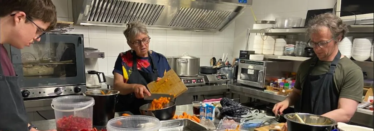 Students in the kitchen