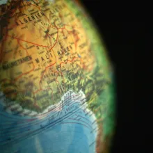 World map focusing on Algeria
